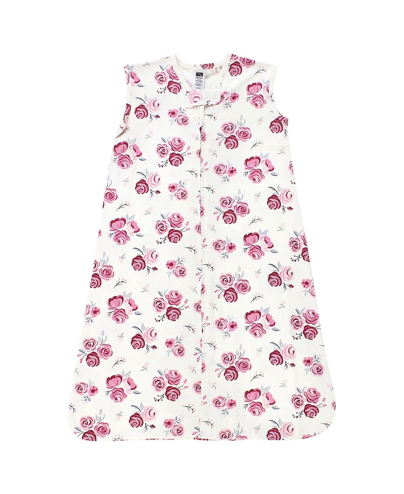 Hudson Baby Girls Cotton Sleeveless Wearable Sleeping Bag, Sack, Blanket, Rose, 0-6 Months