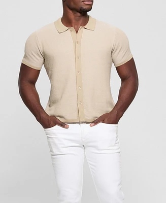 Guess Men's Short Sleeve Highland Textured Shirt