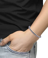 Effy Men's Leather Woven Link Bracelet in Sterling Silver