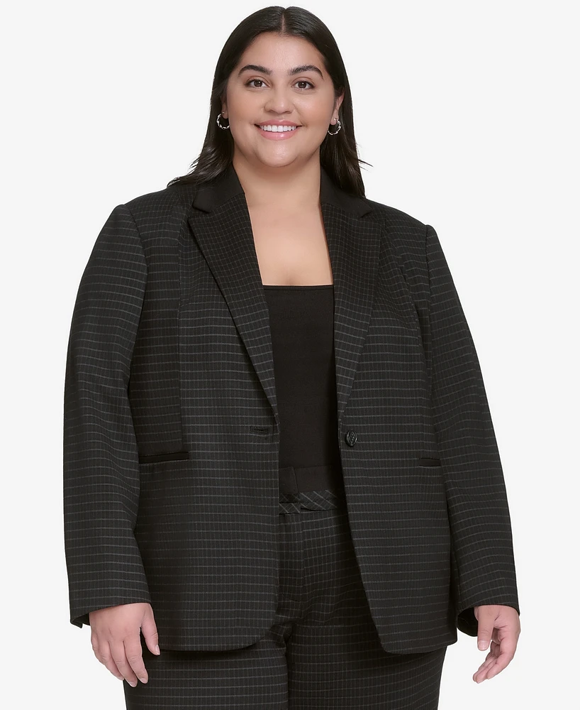 Dkny Plus Ponte One-Button Blazer