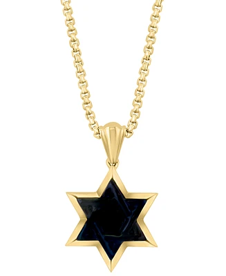 Effy Men's Onyx Star of David 22" Pendant Necklace in 10k Gold