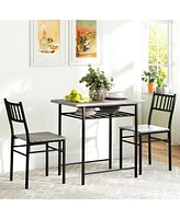 Homcom 3-Piece Small Dining Table Set with Built-in Storage Rack,