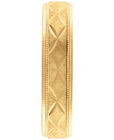 Men's Geometric Texture Milgrain Bead Wedding Band 18k Gold-Plated Sterling Silver