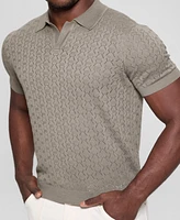 Guess Men's Solid Pointelle-Stitch Polo Shirt