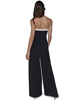 Karl Lagerfeld Paris Women's Beaded-Bow Strapless Jumpsuit