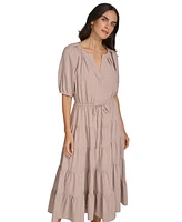 Calvin Klein Plus Puff-Sleeve Tiered Maxi Dress