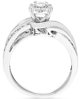 Diamond Swirl Halo Engagement Ring (1/2 ct. t.w.) in 14k White Gold