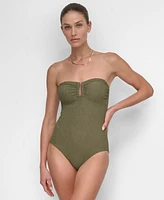 Dkny Women's Textured Shirred One-Piece Swimsuit