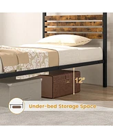 Sugift Twin Size Canopy Bed Frame with Under Bed Storage