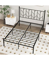 Sugift Full Size Platform Bed Frame with Sturdy Metal Slat Support