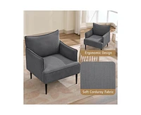 gaomon Mid Century Accent Chair, Comfy Living Room Chair Armchair Grey Fabric Sofa Chair for Bedroom, Modern Accent Chair with Arms and Metal Legs for