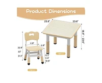 gaomon Kids Table and 2 Chairs Set with Graffiti Desktop, Height Adjustable Toddler Set, 4 1 Activity Play for Reading