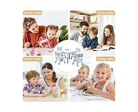 gaomon Toddler Table and 4 Chairs Set with Graffiti Desktop, Height Adjustable Kids Storage, Non-Slip Legs, Activity Ta