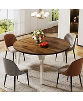 Tribesigns 47-Inch Round Dining Table with Solid Wood Legs,Industrial Dinner Table for 4-6 People