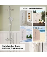 Casainc Thermostatic 9.8" Square Shower System with 3 Spray Modes Hand Shower