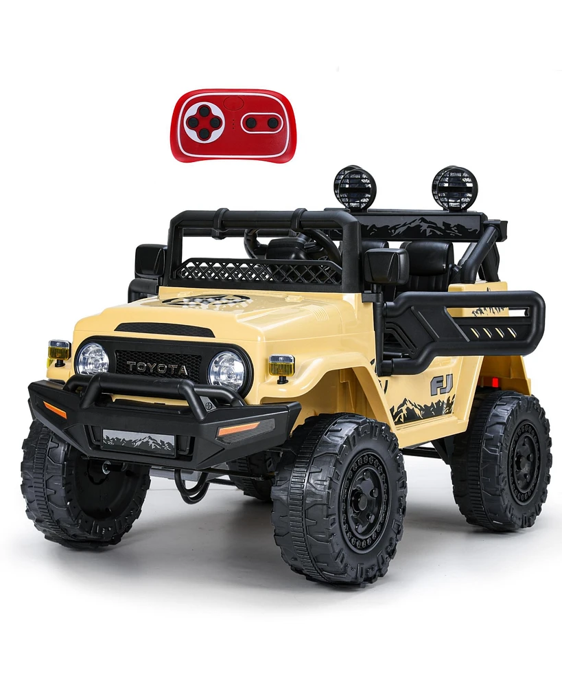 Funtok Licensed Toyota Fj Cruiser 12V 7AH Kids Ride on Truck, 3 Speeds Electric Car Toy with Parent Remote Control,Spring Suspension,Led Lights,Music,