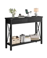 gaomon Console Table with 2 Drawers, Farmhouse Sofa Table with Storage Shelf