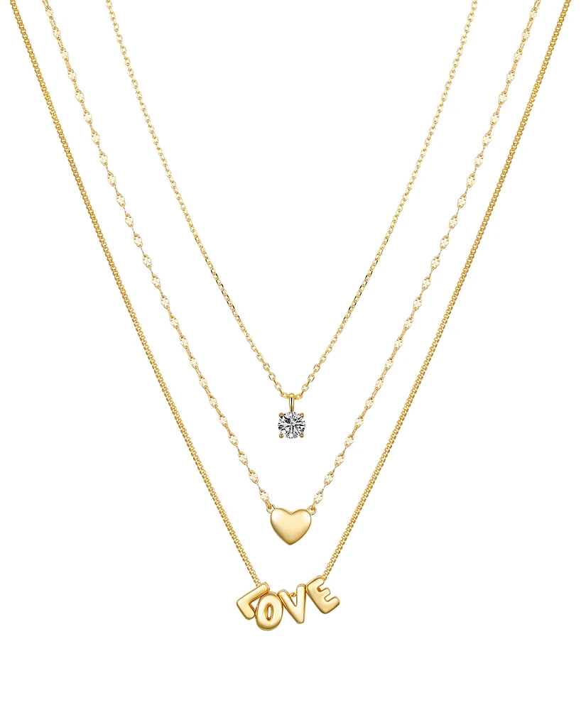 Unwritten Cubic Zirconia Heart Layered Necklace Set