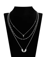 Unwritten Cubic Zirconia Cross and Wing Layered Necklace Set