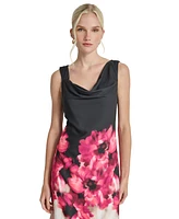 Dkny Petite Placement-Print Satin Dress