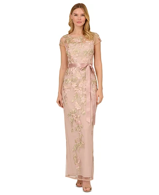 Adrianna Papell Women's Floral-Embroidered Column Gown