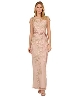 Adrianna Papell Women's Floral-Embroidered Column Gown