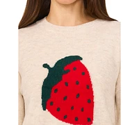 CeCe Women's Strawberry Intarsia Long-Sleeve Sweater