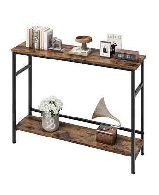 gaomon 2 Tier Entryway Table, Console Tables for Entryway, Industrial Sofa Table with Adjustable Shelf