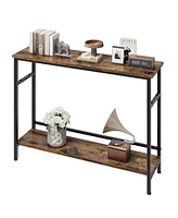gaomon 2 Tier Entryway Table, Console Tables for Entryway, Industrial Sofa Table with Adjustable Shelf