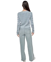 Dkny Jeans Women's Long-Sleeve Cotton Cable-Knit Crewneck Sweater