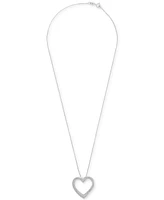 Diamond Open Heart Pendant Necklace (1/2 ct. t.w.) in Sterling Silver, 18" + 2" extender, Created for Macy's