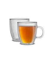 JoyJolt Fluted Savor Double Wall Coffee Glasses, Set of 4