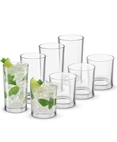 JoyJolt Alain Drinking Glasses Highball Double Old Fashion Glass Drinkware, Set of 8