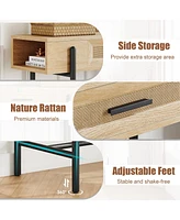 gaomon Console Table Rattan Sofa Tables Narrow Entryway Table with Drawer and Storage