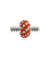 Bling Jewelry Solid Stripe Pave Crystal Bead Charm for Bracelet Sterling Silver Core