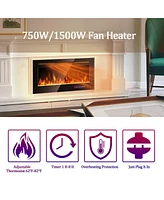 Sugift 36 Inch Electric Fireplace Insert Wall Mounted with Timer