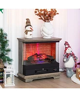 Sugift 27 Inch Freestanding Electric Fireplace with 3-Level Vivid Flame Thermostat