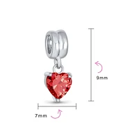 Bling Jewelry Valentines Love Heart Dangle Charm Bead Sterling Silver for Bracelet