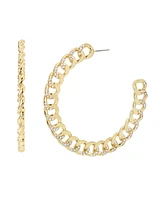 Steve Madden Faux Stone Curb Chain Hoop Earrings