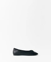 Mango Women's Bow Detail Leather Ballet Flats