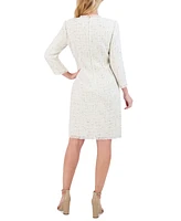 Eliza J Women's Fringe-Trim Boucle Tweed Sheath Dress