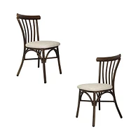 Slickblue 2-Piece Upholstered Dining Chair Set Aluminum Frame with Stylish Wood Finish, Ideal for Home & Dining