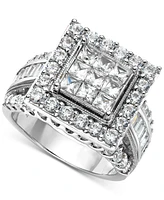 Diamond Cluster Square Halo Ring (2-1/2 ct. t.w.) in 14k White Gold