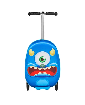 GoPowerBike GoVoyage 3-Wheel Kids Luggage Scooter with Light-Up Wheels | Blue