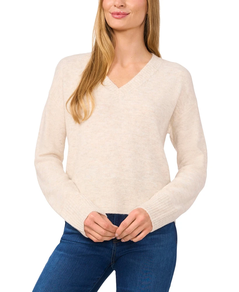 CeCe Women's Long Sleeve V-Neck Sweater