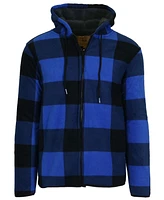 Galaxy By Harvic Men's Modern Fit Heavyweight Polar Fleece Plaid Hoodie with Sherpa Lining