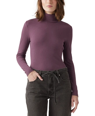 Levi's Women's Moon Ribbed Knit Stretchy Turtleneck Top