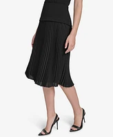 Halston Women's Mixed-Media Pleated Pull-On Skirt