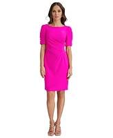 Dkny Women's Ruched Puff-Sleeve Jewel-Neck Dress