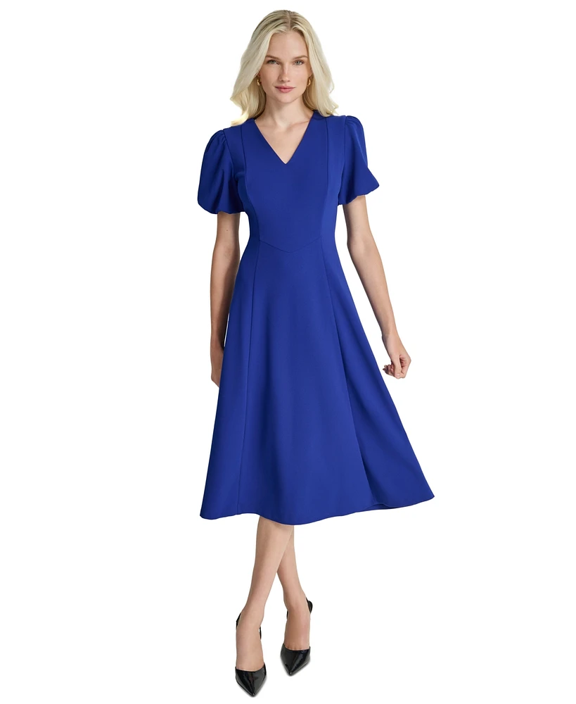 Dkny Women's Bubble-Sleeve Scuba-Crepe Midi Dress